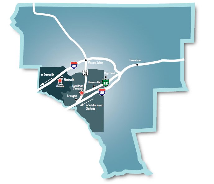 Map Showing Davidson & Davie Campus