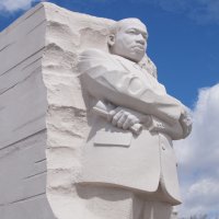 Large white statue of Martin Luther King Jr.