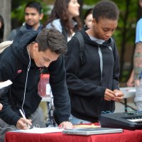 Students signing up for clubs