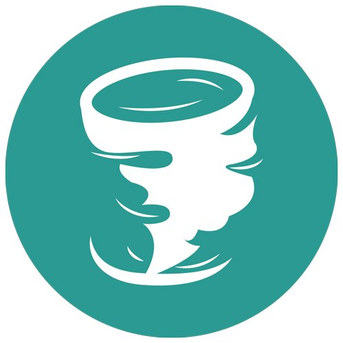 Green icon with tornado illustration