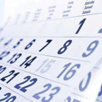 Calendar with blue numerical dates