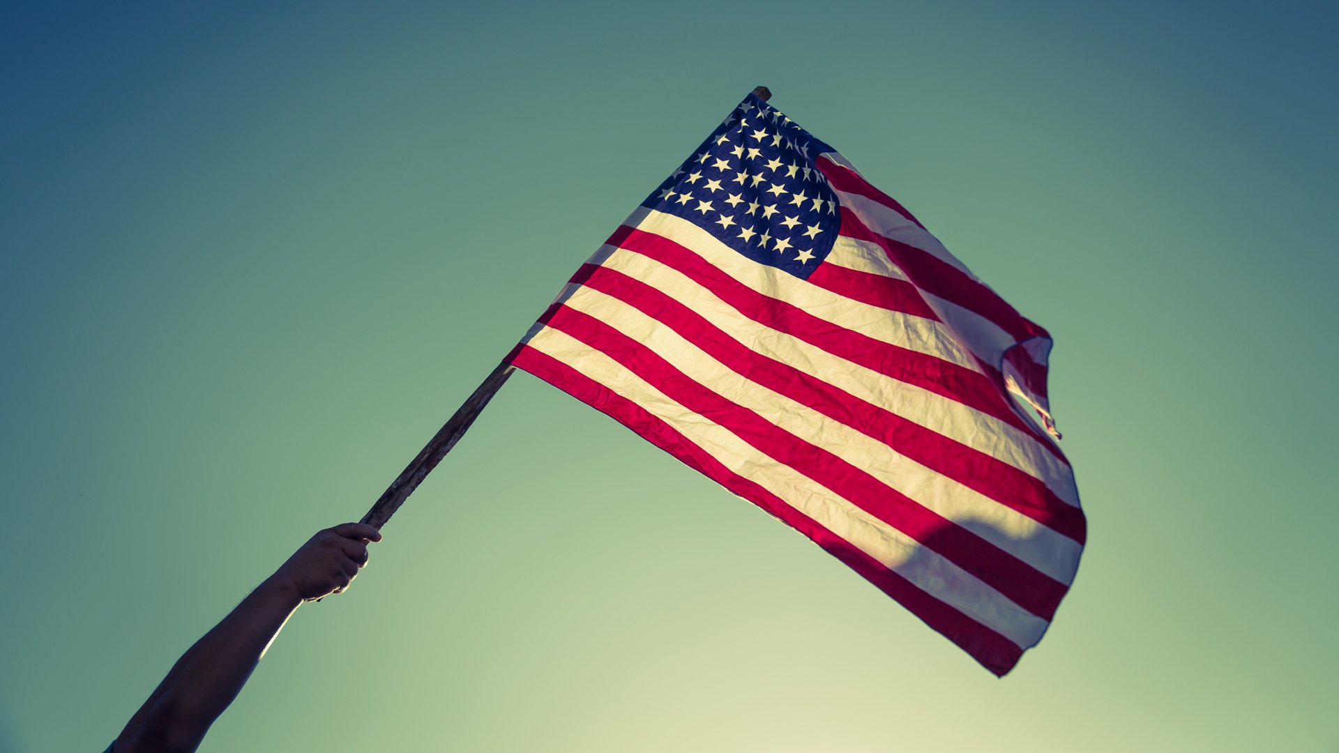 Arm holding American Flag