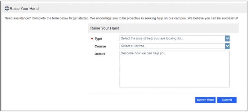 Screenshot of Starfish computer prompt. Text reads: "Raise Your Hand"