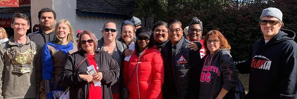 Group of students outside wearing warm clothes