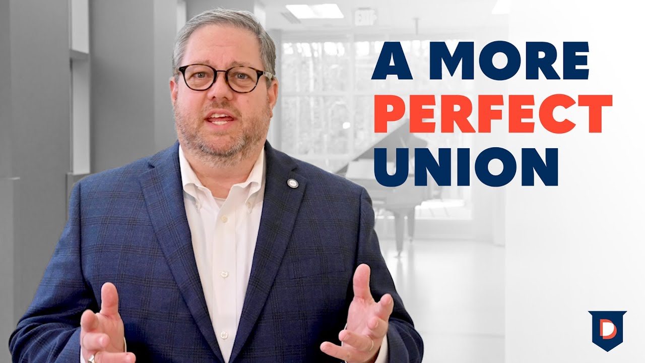 Davidson-Davie President, Darrin Hartness. Text reads: "A More Perfect Union"