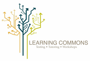Learning Commons Icon. Text reads: "Learning Commons Testing, Tutoring, Workshops"