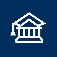 Icon of government building with commencement hat on top