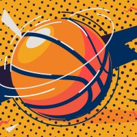 Cartoon graphic of basketball