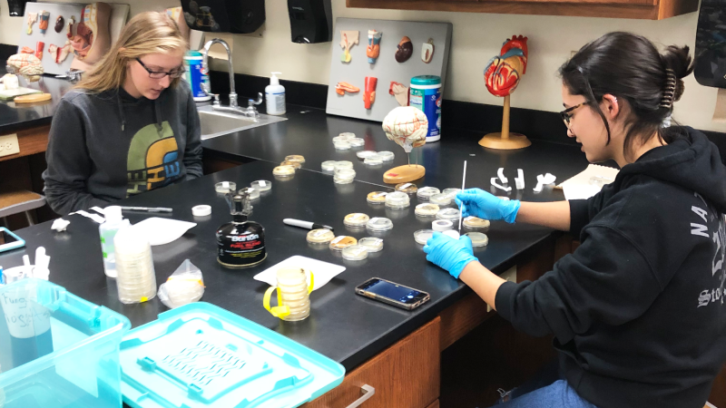 Students in biology lab