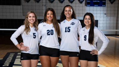 Storm Volleyball Sophomores in white jerseys.