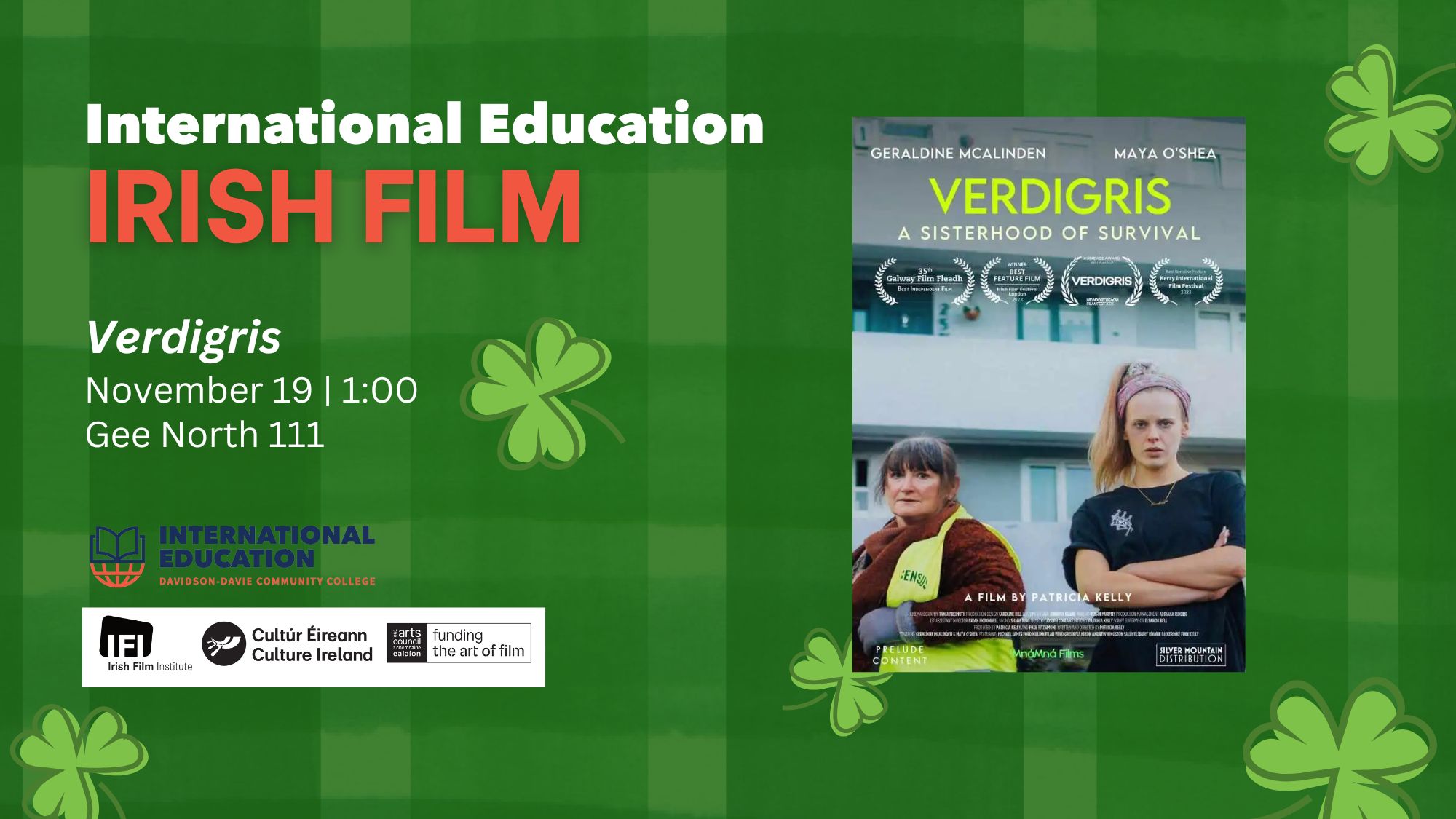 Text Reads: "International Education Irish Film"