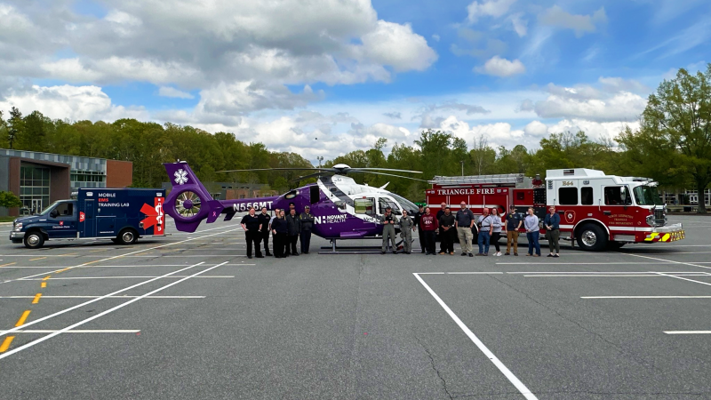 Fire and Rescue Training Vehicles including a ambulance, helicopter and fire truck.