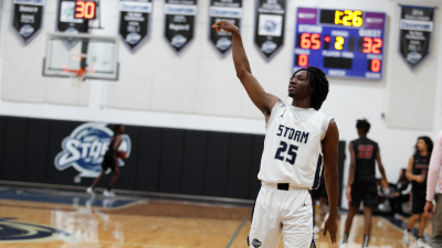 Basketball player wearing number 25 white jersey