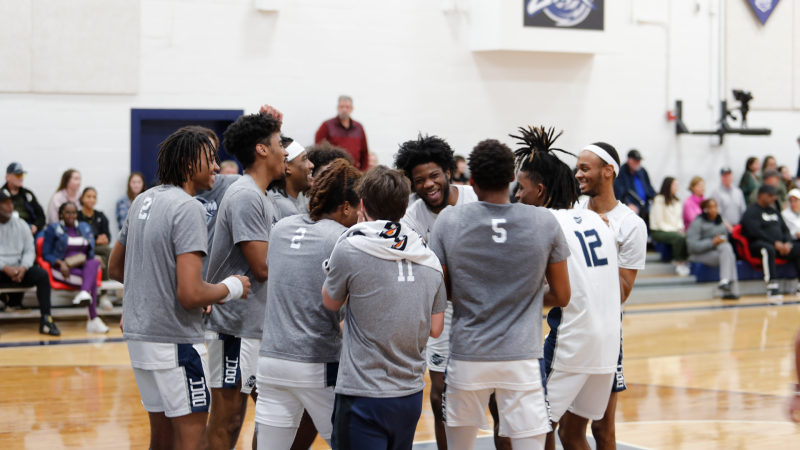 Storm Basketball Team in Huddle