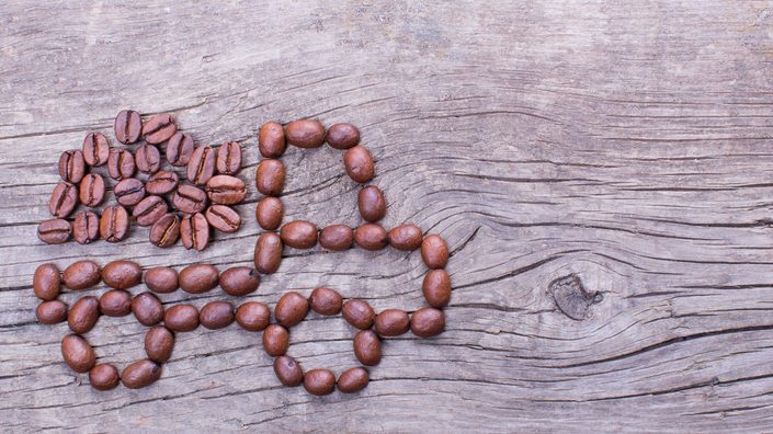Coffee beans in the shape of a truck