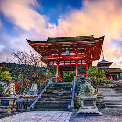 Kiyomizu-dera Temple Gate in Kyoto, Japan in the morning.