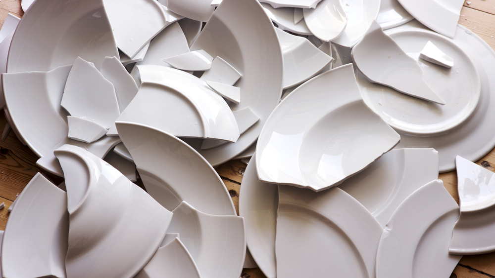 Pile of broken plates