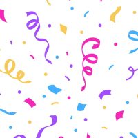 Colorful confetti on white background.