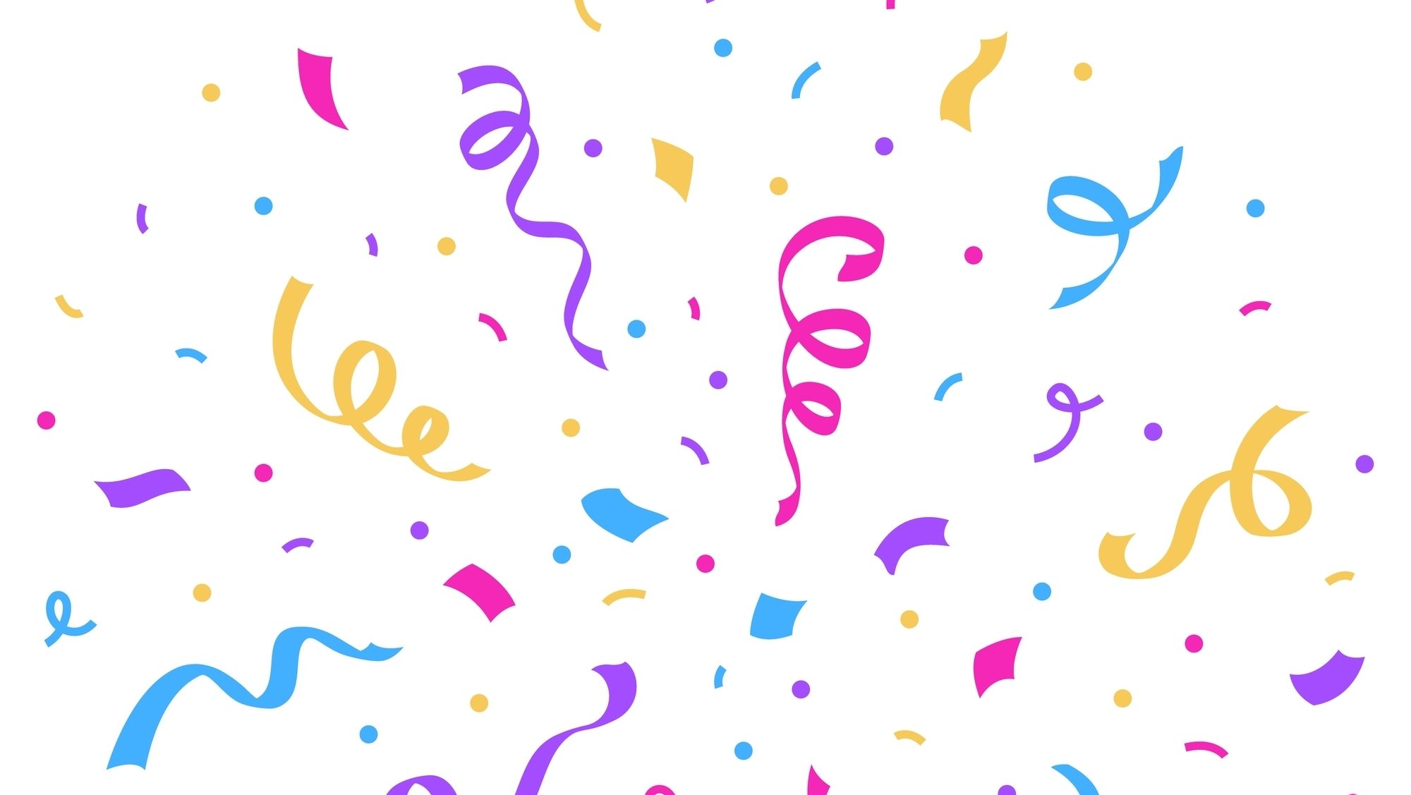 Colorful confetti on white background.